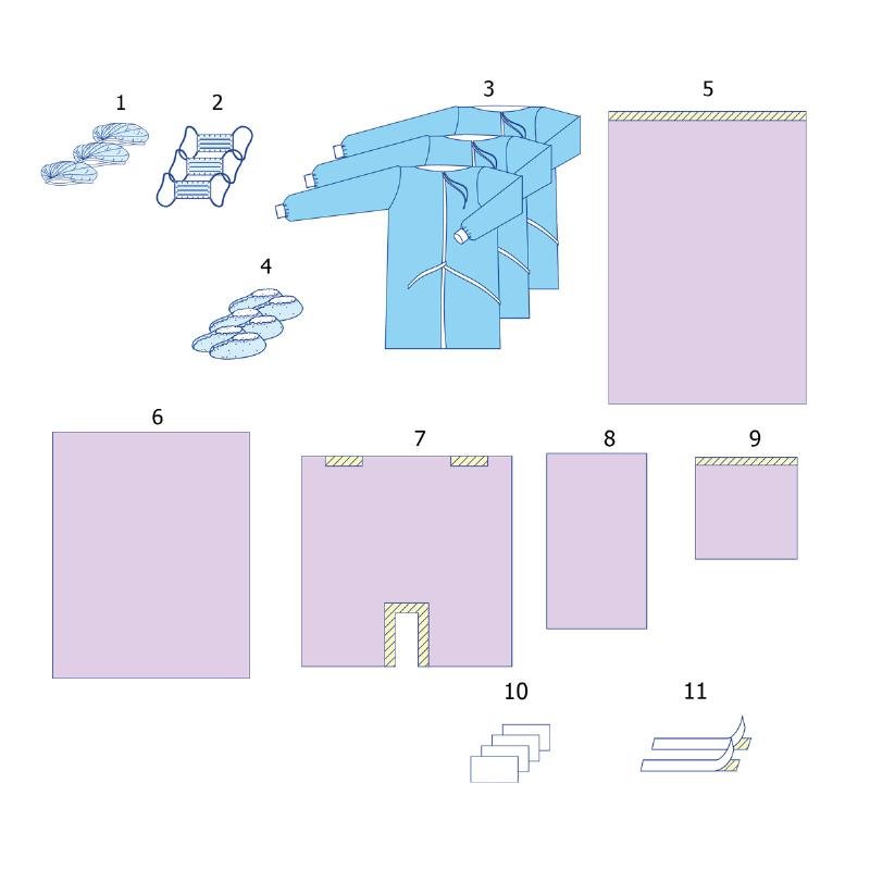 Комплект одягу та покриттів операційних для ЛОР-операцій та щелепно-лицьової хірургії №2 Taipan-Pharm стерильний